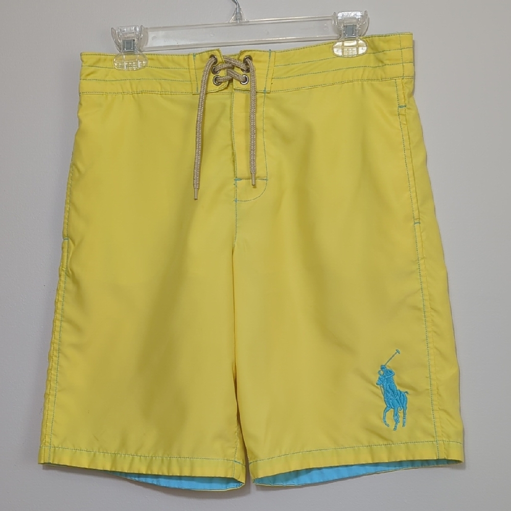 Polo by Ralph Lauren Teen 14-16 Sanibel Swim Trunks Yellow Board Shorts Big Pony